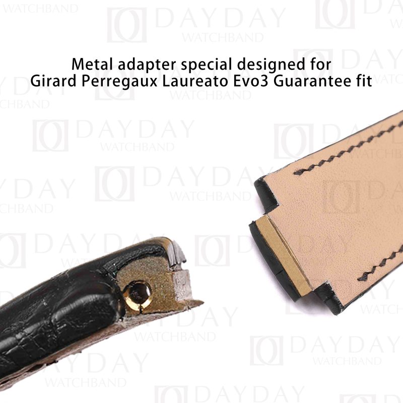 Buy Custom Black Girard Perregaux Laureato crocodile leather strap fit for Girard Laureato Evo3 80180