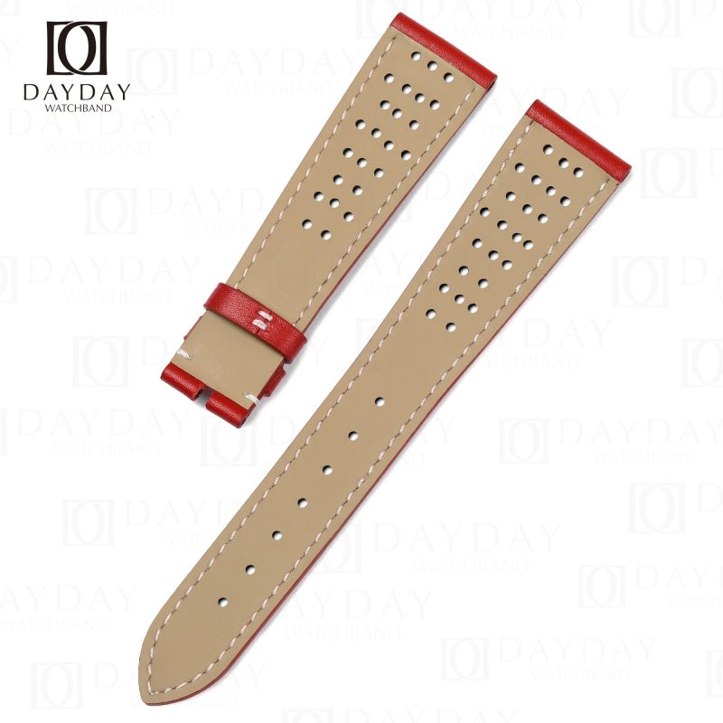 Buy a custom red Premium calfskin leather Speedmaster Rally strap Flat end for Omega Seamaster, Speedmaster for sale (2)