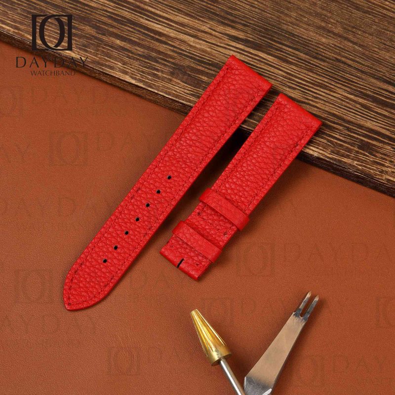 Buy bespoke red Epsom calfskin leather Pin Buckle Cartier watch straps for Cartier Tank Ronde Sole luxury watch