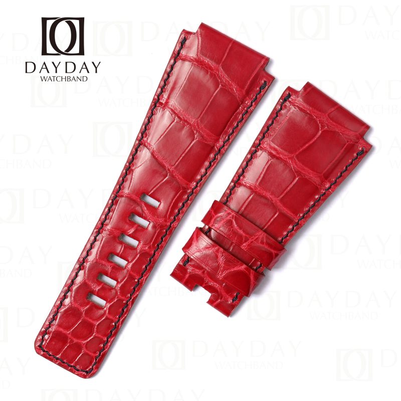 Buy best handmade Bell & Ross replacement Red leather strap & bands fit for BR 01 02 03