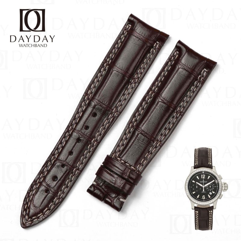Buy brown custom genuine crocodile leather Jaeger Lecoultre watch bands 22mm Fit for JLC Master compressor, Memovox, Chronograph, Diving (2)