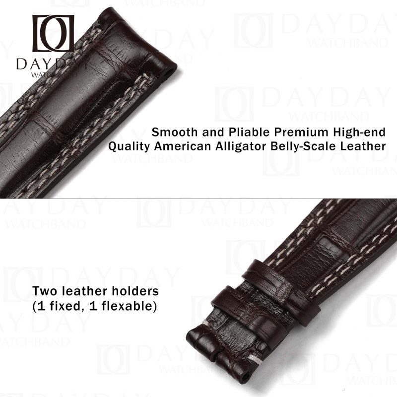 Buy brown replacement alligator watch bracelet for JLC Master compressor, Memovox, Chronograph, Diving