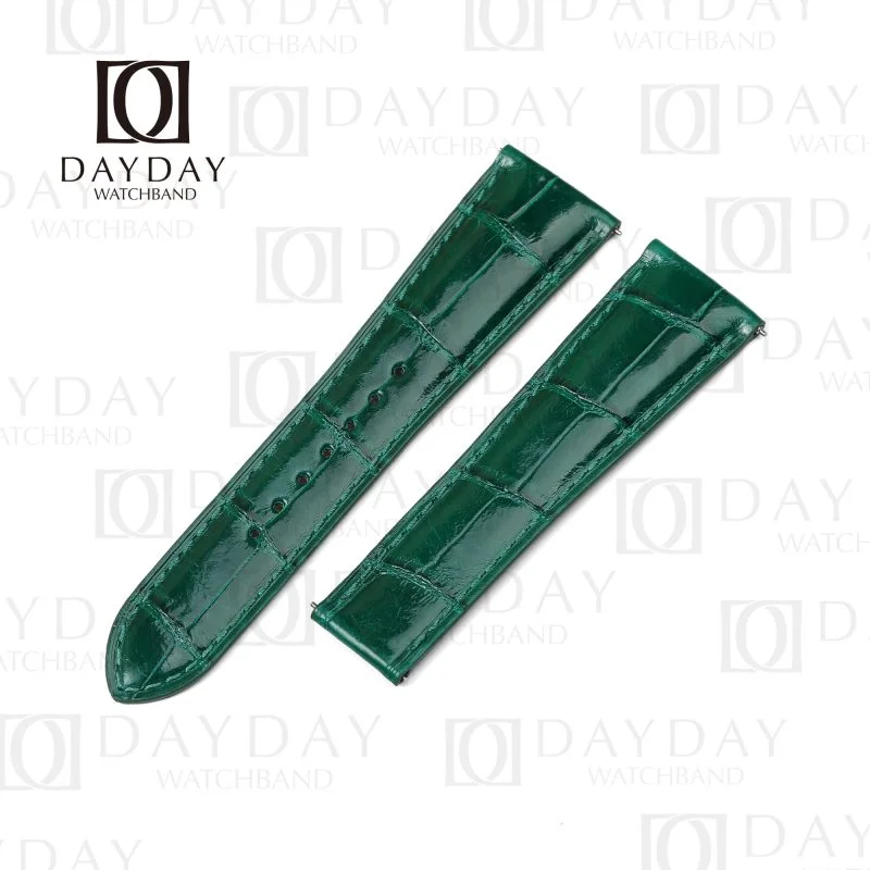 Buy custom High gloss Green best alligator Tank Must leather strap 23mm for Cartier Tank, Xl, Must, Solo, Tank Francaise, Cartier Large WSTA0040 (1)