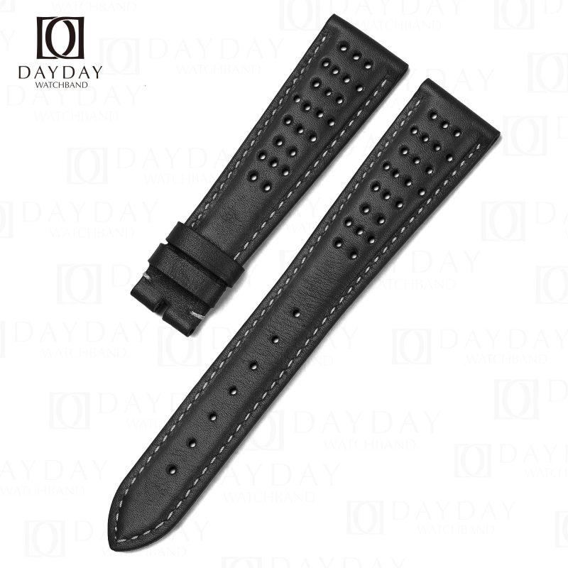 Buy custom black Premium calfskin leather Speedmaster Rally strap Flat end for Omega Seamaster, Speedmaster for sale