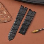 Buy custom black alligator leather strap replacement for cartier baignoire men (1)