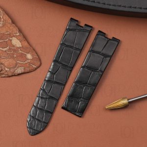 Buy custom black alligator leather strap replacement for cartier baignoire men (1)