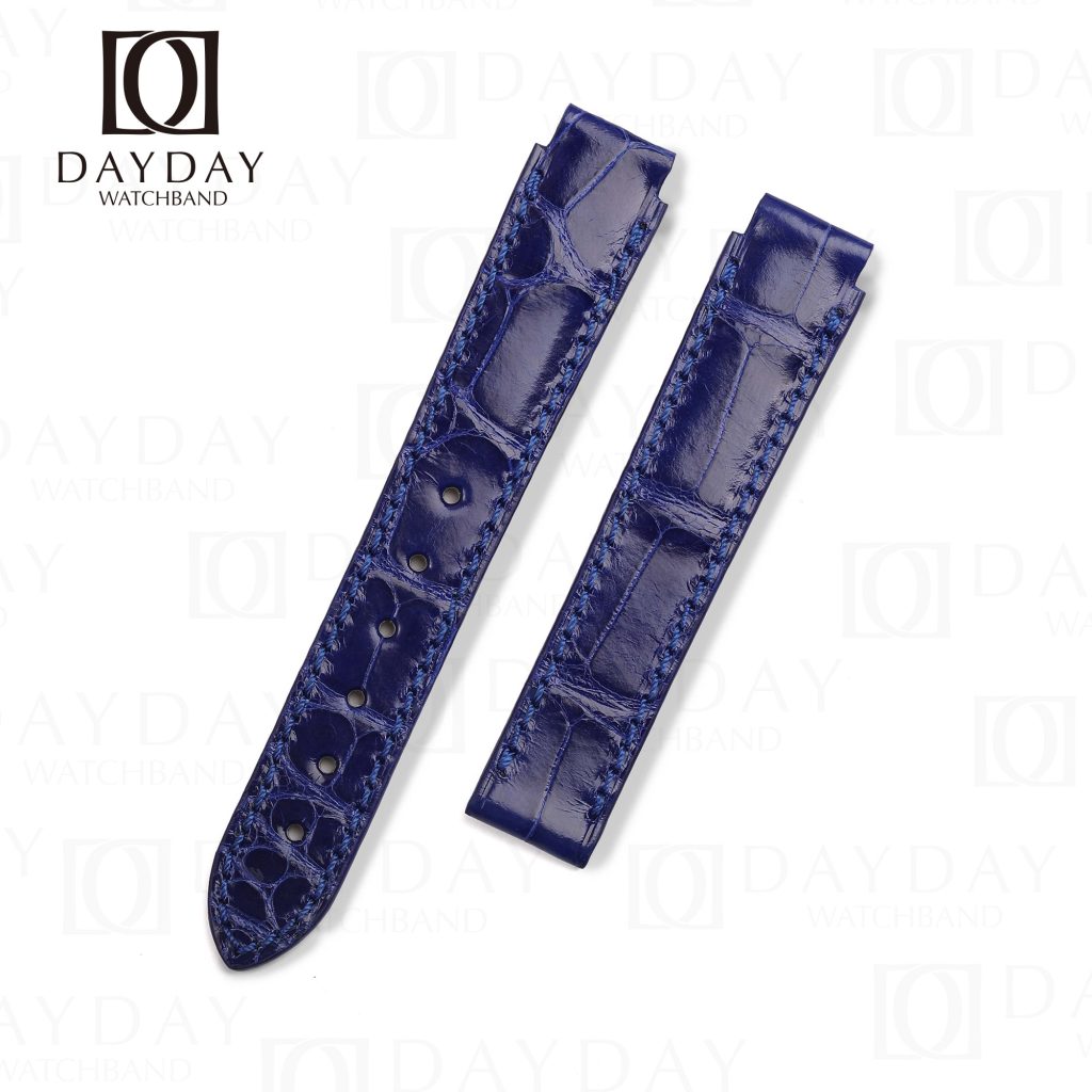 Buy custom handmade blue custom colors best real alligator leather strap replacement fit for Chopard La Strada ladies watch straps (1)