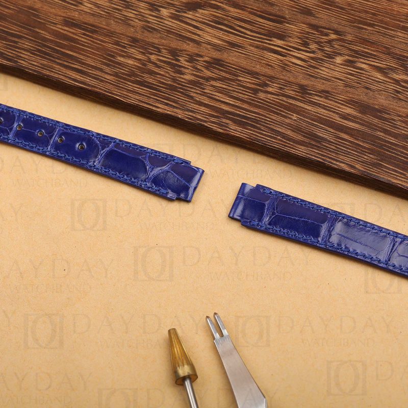 Buy custom handmade blue custom colors best real alligator leather strap replacement fit for Chopard La Strada ladies watchband (2)