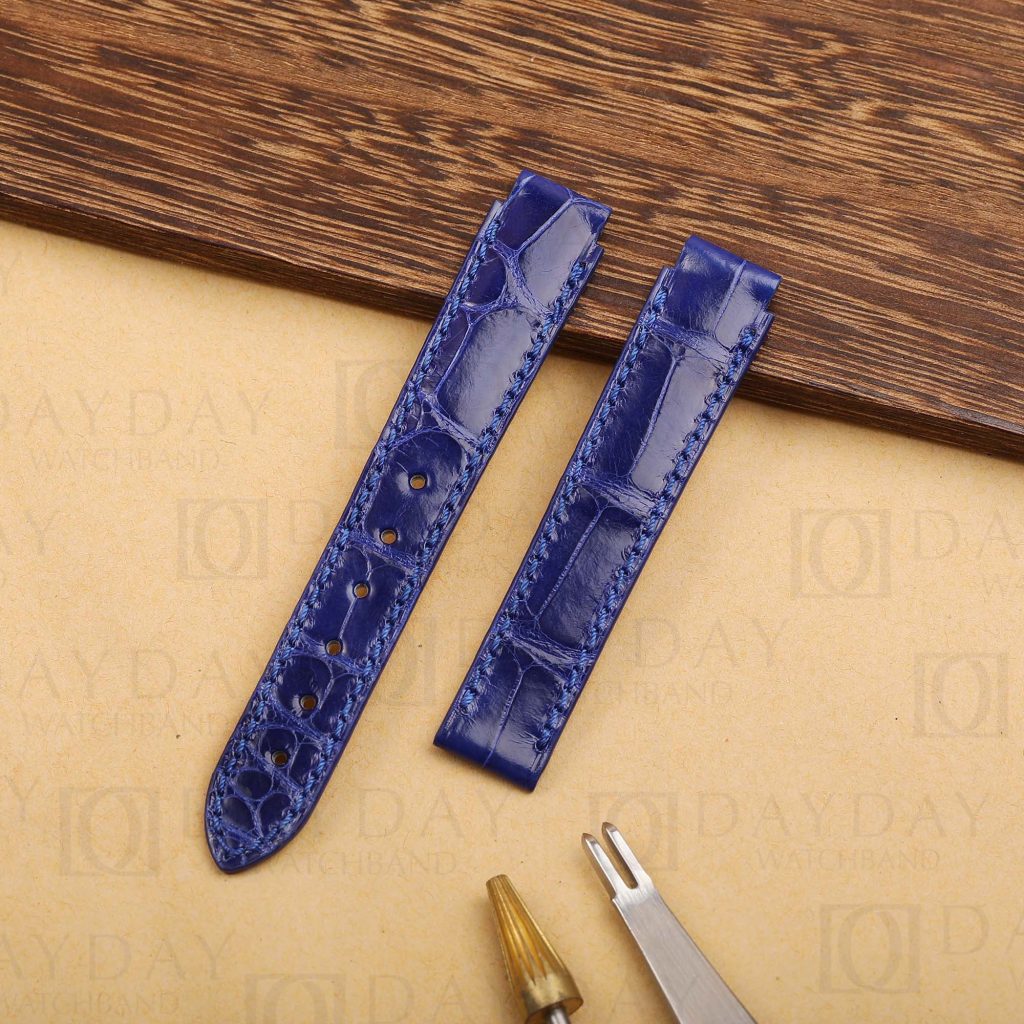 Buy custom handmade blue custom colors best real alligator leather strap replacement fit for Chopard La Strada ladies watchbands (1)