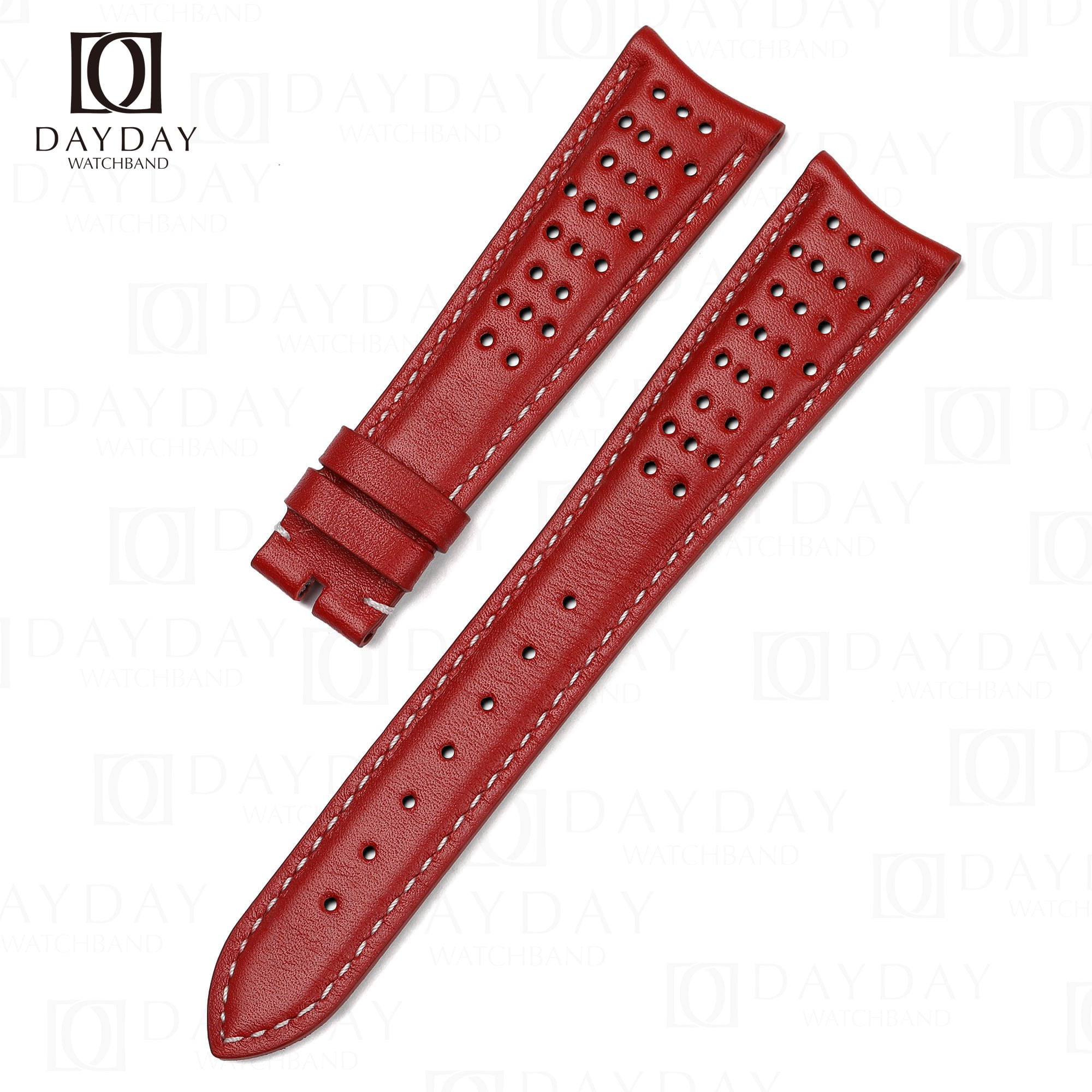 Buy custom red Premium calfskin leather Speedmaster Rally strap Curved end for Omega Seamaster, Speedmaster for sale