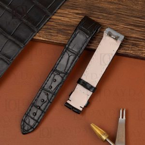 Buy genuine black crocodile Jaeger Lecoultre Reverso leather straps for Jaeger LeCoultre Reverso Squadra Q1548420, 1558420 women’s watch