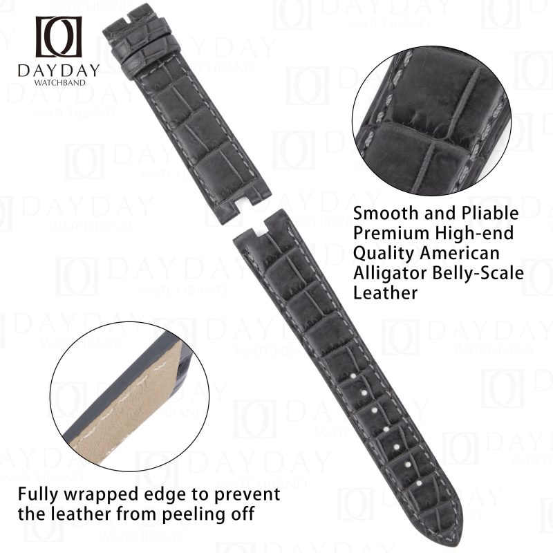 Buy grey alligator leather Rado Florence watch strap replacement for sale fit for Rado Florence Classic Diamonds,R48871713, women's men gold watch price (3)