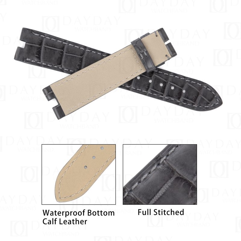 Buy grey alligator leather Rado Florence watch strap replacement for sale fit for Rado Florence Classic Diamonds,R48871713, women's men gold watch price
