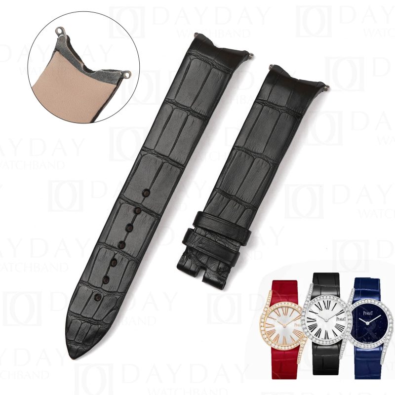 Buy handmade custom great black alligator leather Piaget strap 26mm 32mm for Piaget Limelight Gala, limelight diamond, Twice, G0a42213, G0a41213, G0a41212 high jewelry watch price (2)