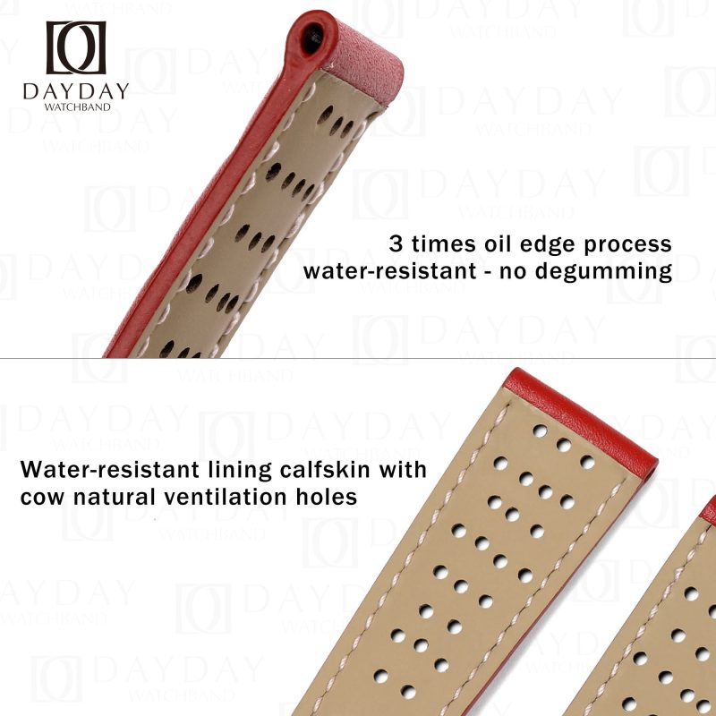 Buy handmade red top quality real calf leather Omega Speedmaster watch band Flat end aftermarket (2)