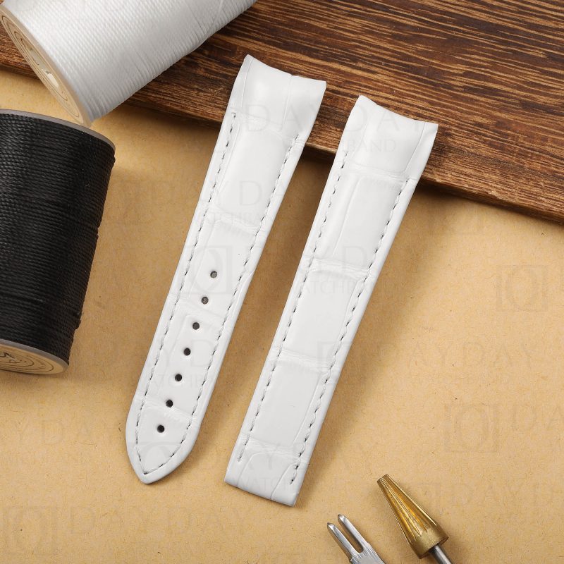 Buy handmade white alligator Omega Planet Ocean strap fit for Omega Seamaster Planet Ocean 600m replacement watch band (1)