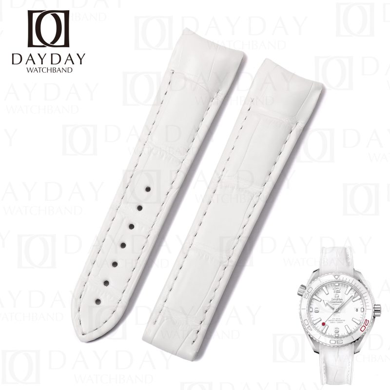 Buy handmade white alligator Omega Planet Ocean strap fit for Omega Seamaster Planet Ocean 600m replacement watch straps