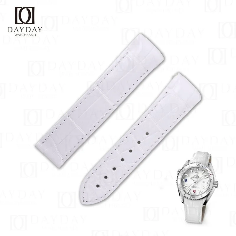 Buy handmade white alligator Omega Planet Ocean strap fit for Omega Seamaster Planet Ocean