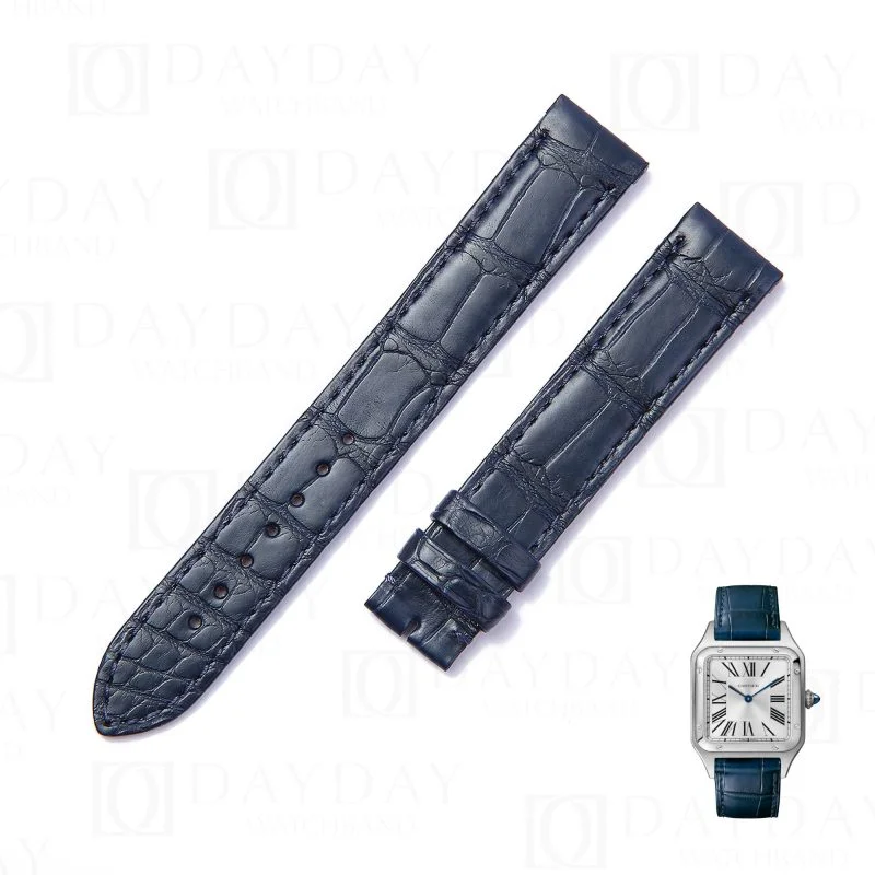 Custom crocodile leather blue quickswitch cartier santos dumont watch band