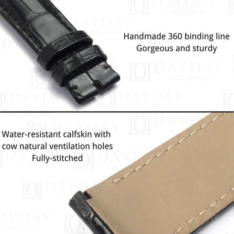 Custom Black Alligator leather watch strap 22mm for Jaeger Lecoultre Reverso watch (6)