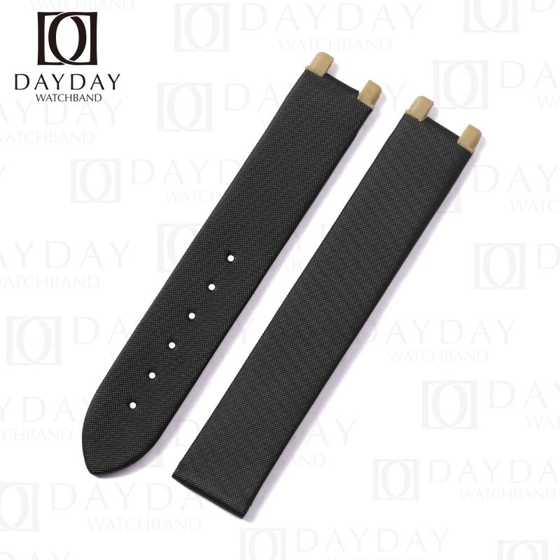 Custom Black Omega Deville Ladymatic satin watch strap replacement for sale