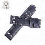 Custom Black crocodile leather 22mm Hamilton watch bands fit for Hamilton KHAKI Aviation Pilot Pioneer Chrono Quartz H76512733 (2)