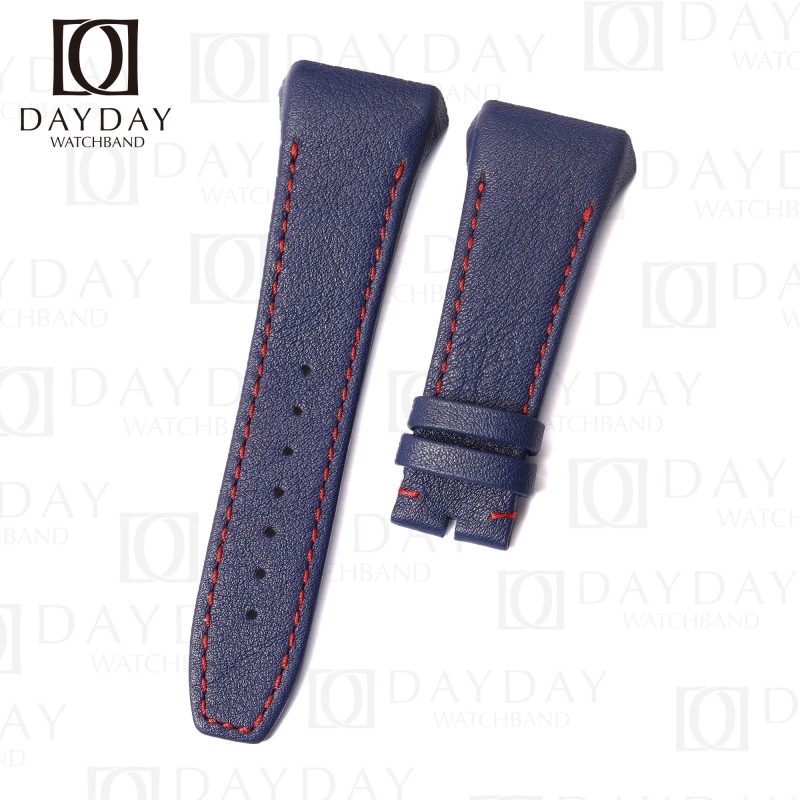 Custom Dark blue calfskin Franck Muller Vanguard V32 V41 diamond yachting V45 change replacement leather watch strap for sale