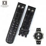 Custom Handmade black alligator strap for hamilton watch
