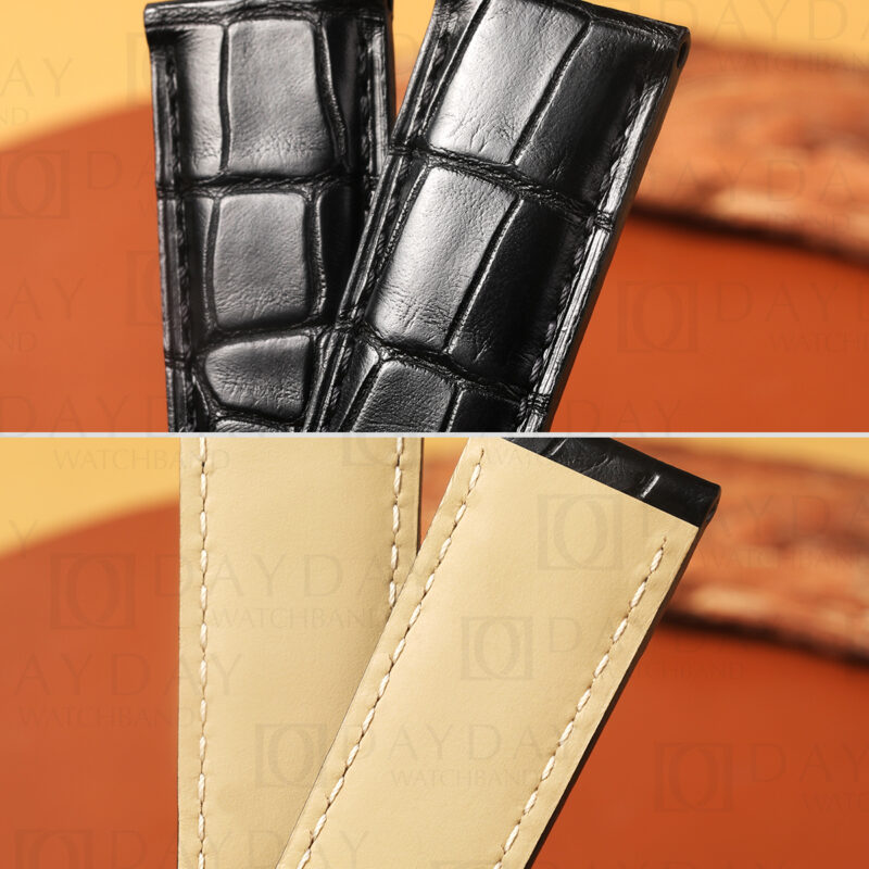 Custom Montblanc watch strap replacement with hand-stitched