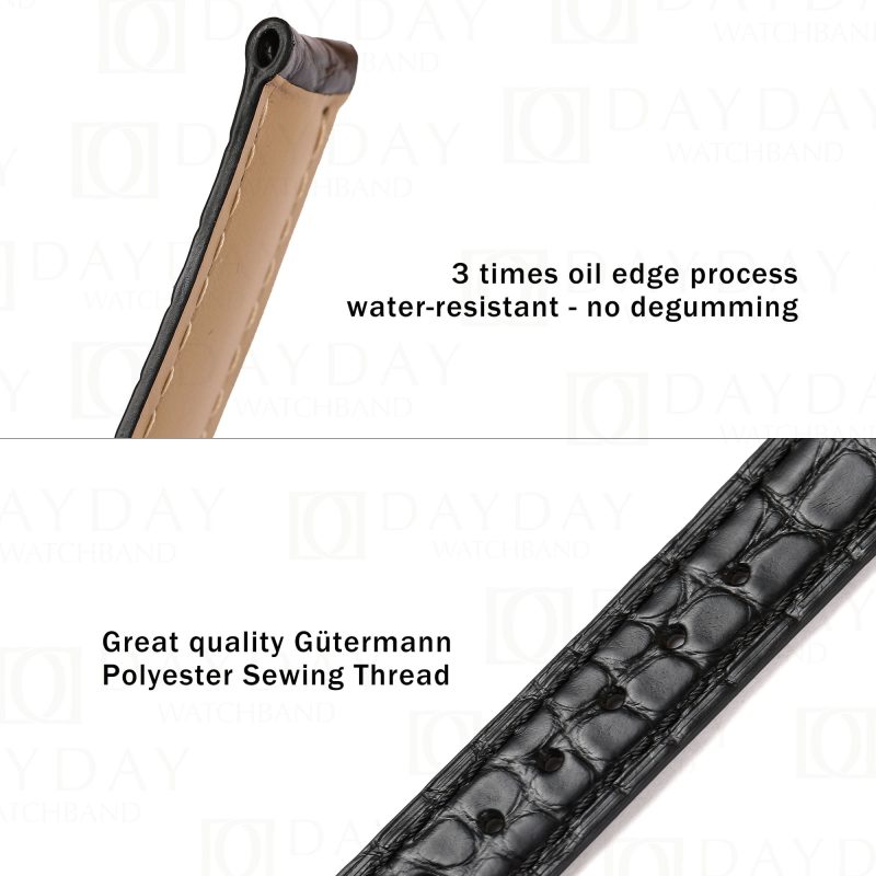 Custom Roun-Scale black genuine crocodile leather straps for Cartier Ronde & Tank Solo watch for sale