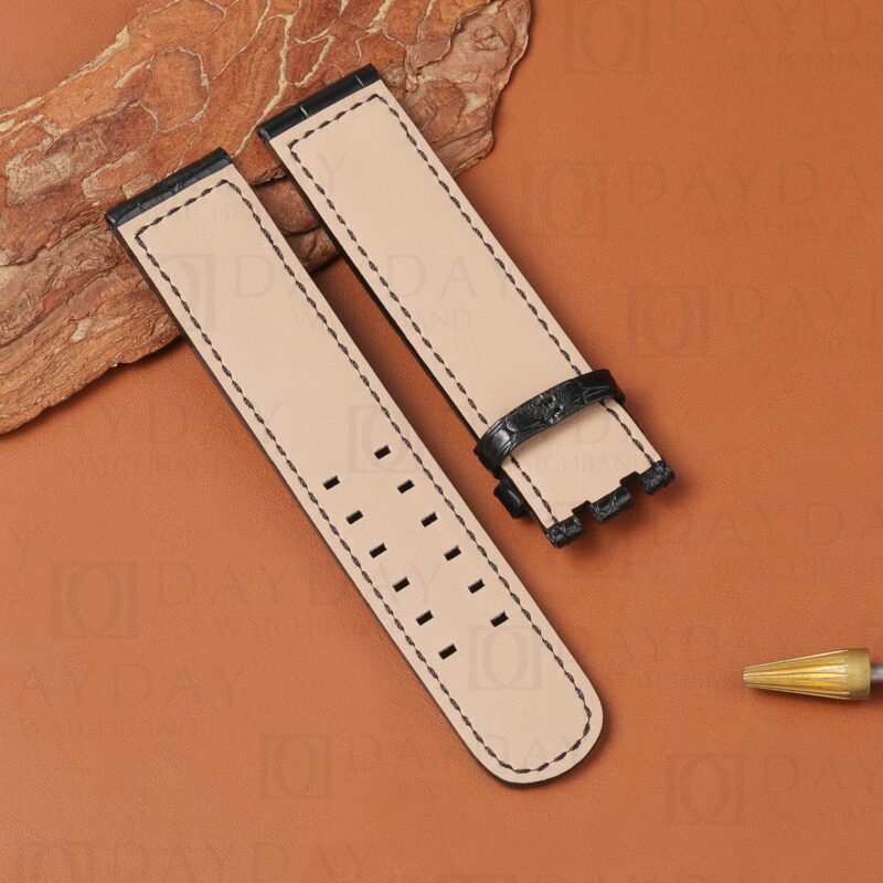 Custom bespoke alligator Leather Strap for Hamilton Khaki with calfskin lining 1