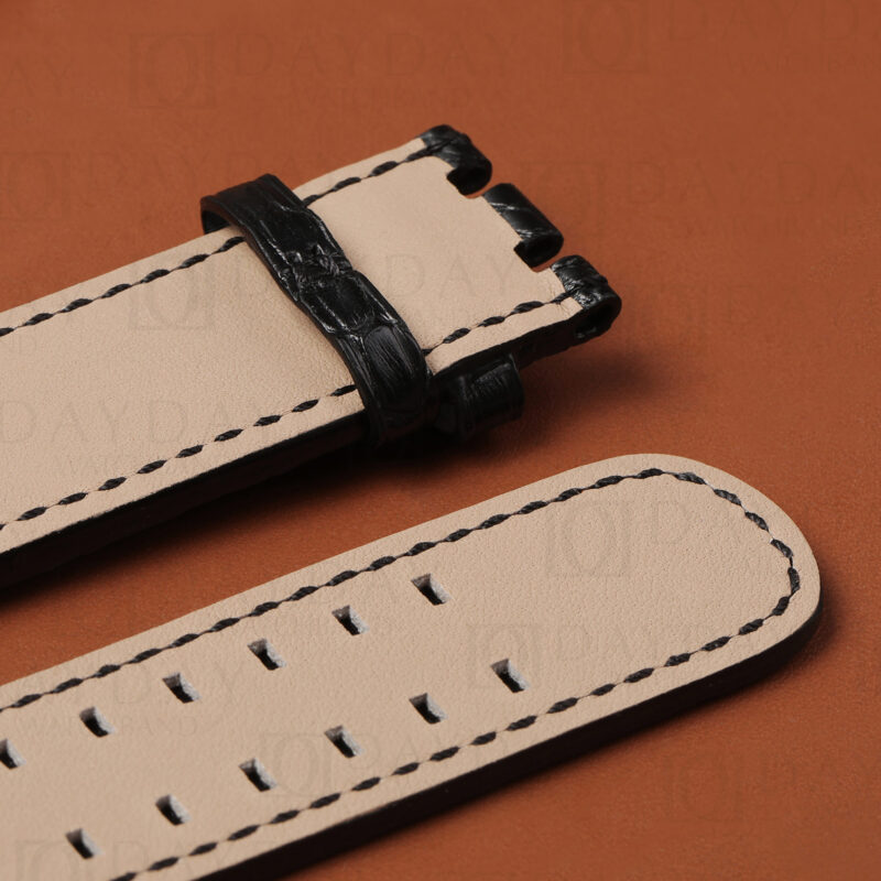 Custom bespoke alligator Leather Strap for Hamilton Khaki with calfskin lining 3