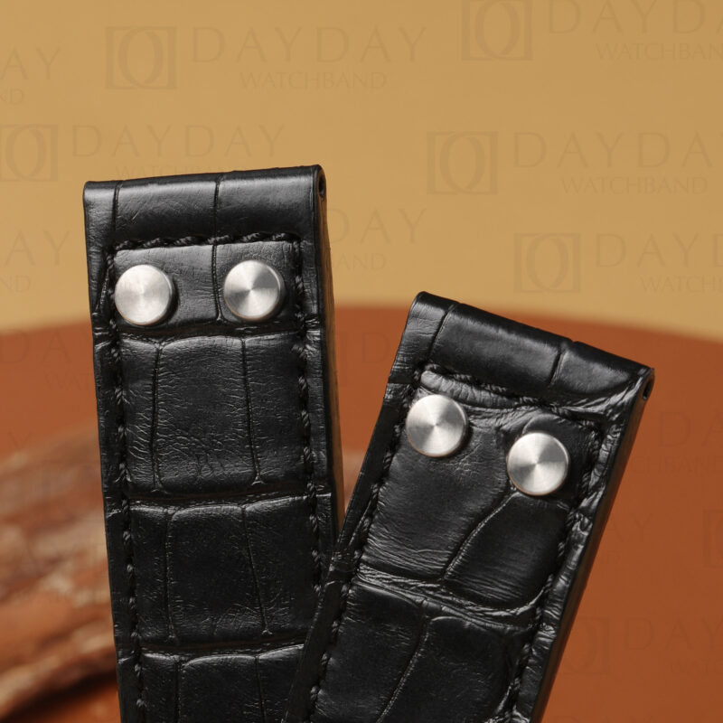 Custom bespoke alligator Leather Strap for Hamilton khaki 2