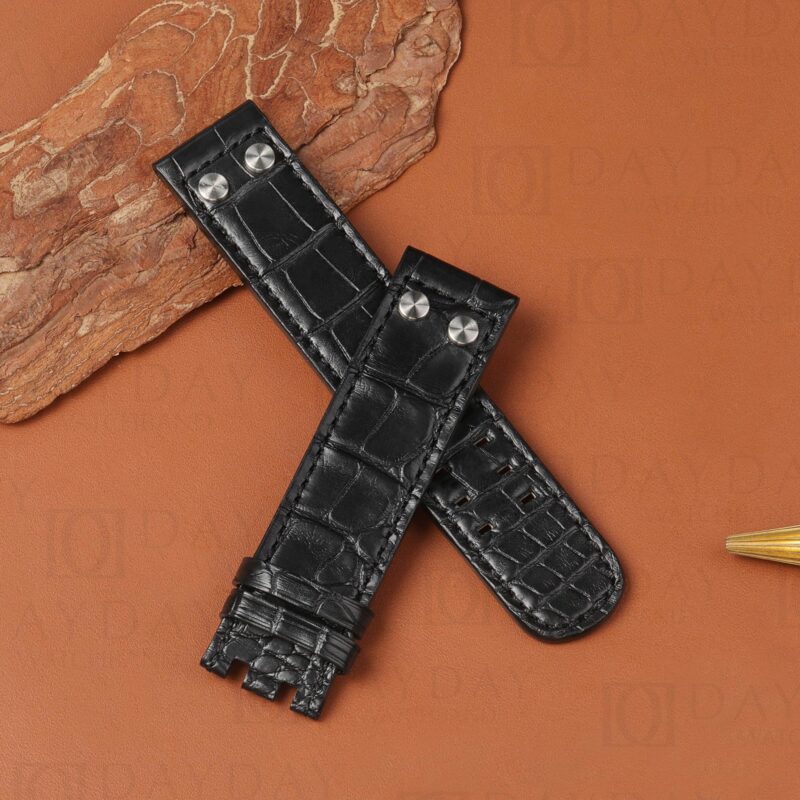 Custom bespoke alligator Leather Strap for Hamilton khaki 3