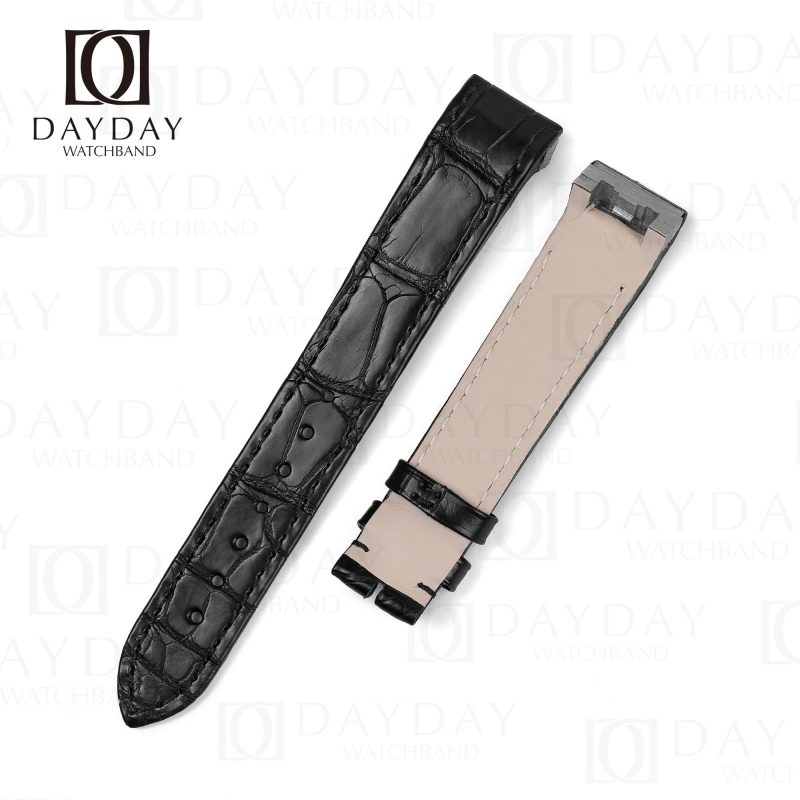 Custom black alligator leather Jaeger LeCoultre Reverso watch strap for Jaeger LeCoultre Reverso Squadra Q1548420, 1558420 women’s watch