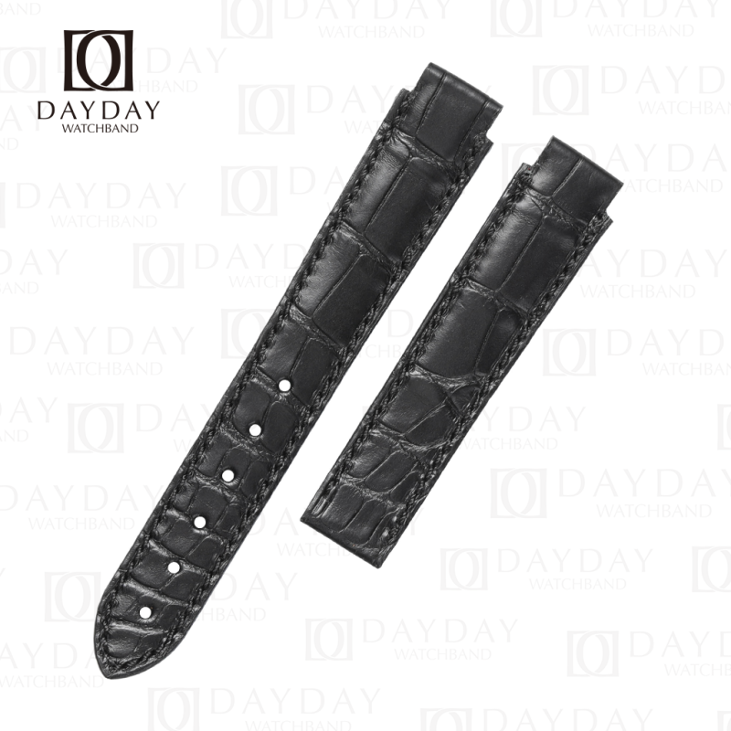 Custom black alligator leather watch band aftermarket for Chopard La Strada