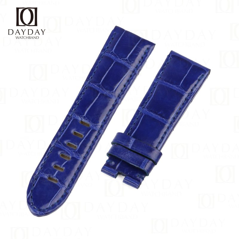 Custom blue alligator leather watch strap replacement for Montblanc Timewalker