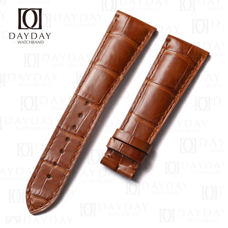 Custom brown Cartier Tank leather strap replacement 23mm for Cartier Ronde Tank Solo men's watch at low price