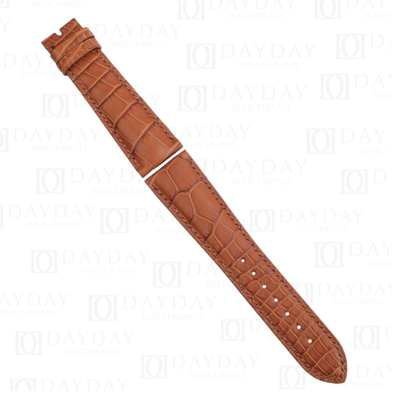 Custom brown Chopard Luc 1.96 LU One Time Traveler real alligator leather watch band for sale