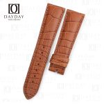 Custom brown Chopard Luc 1.96 LU One Time Traveler real alligator leather watch bands for sale