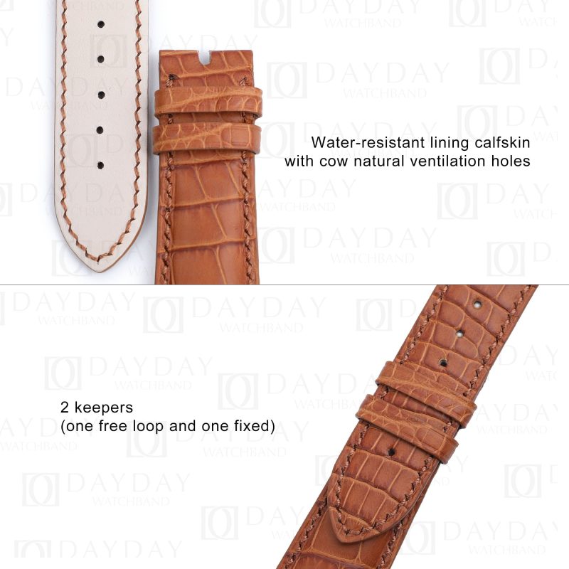 Custom brown Chopard Luc 1.96 LU One Time Traveler real genuine crocodile watch strap band detail introduction for sale