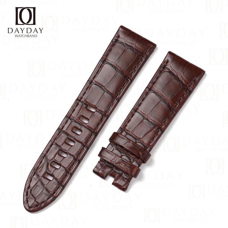 Custom brown alligator leather watch strap replacement for Montblanc Timewalker (3)