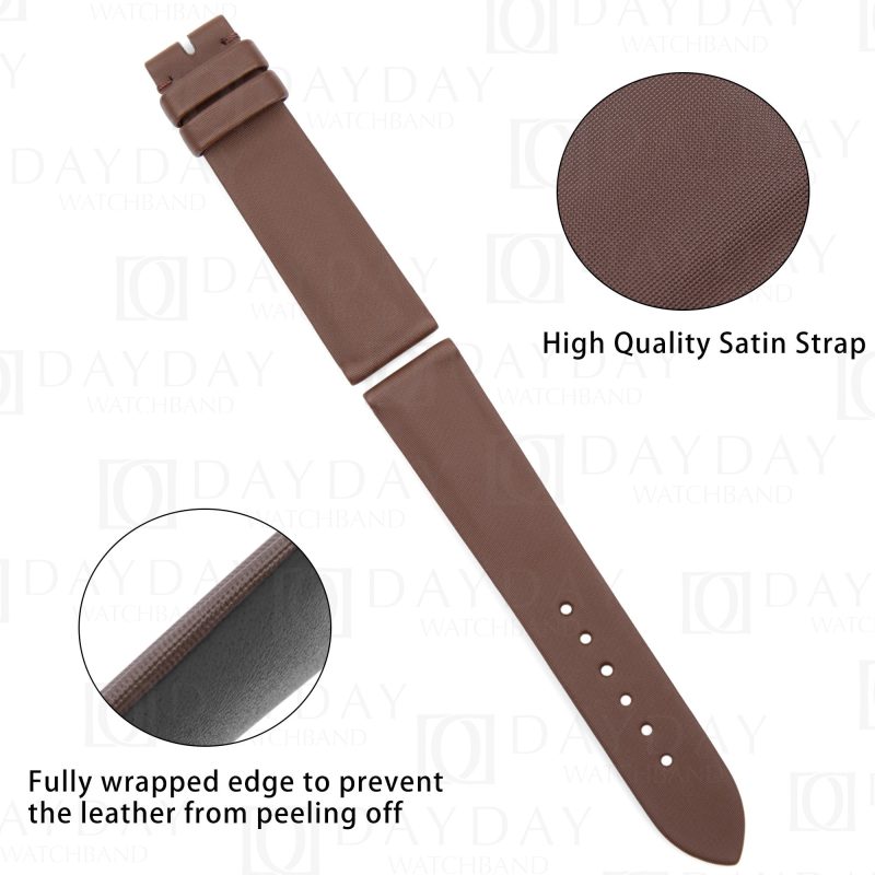 Custom brown satin Glashutte watch strap for Glashutte lady serenade for sale