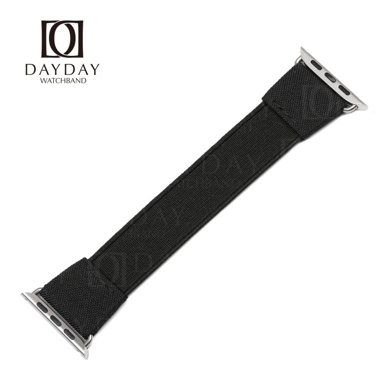 Custom comfortable Black nylon Elastic watch bands for Apple watch, Iwatch, iPhone watch (1)