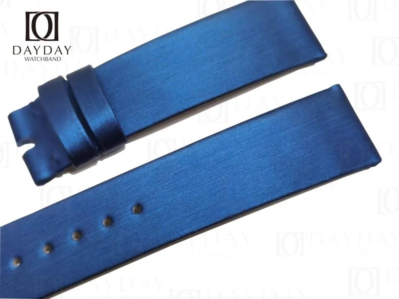 Custom comfortable blue satin Omega Deville leather strap replacement for sale (2)