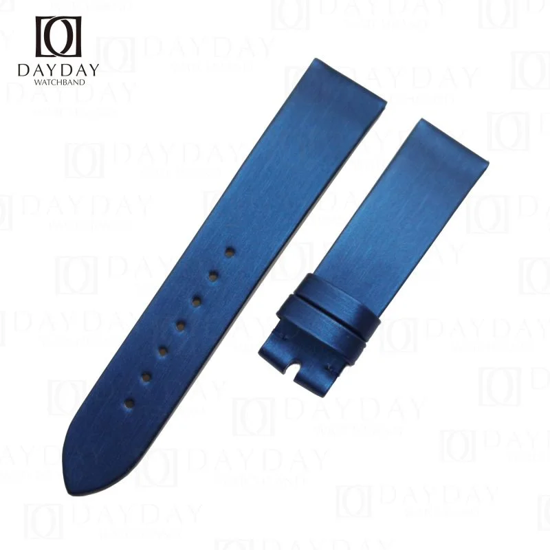 Custom comfortable blue satin Omega Deville leather strap replacement for sale