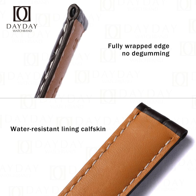 Custom dark brown alligator longines watch strap for Longines Master Collection, Hydroconquest, Conquest, and other Longines watches