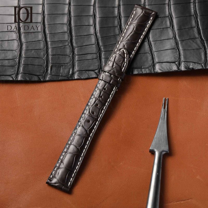 Custom dark brown alligator longines watch straps for Longines Master Collection, Hydroconquest, Conquest, and other Longines watches