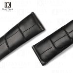 Custom handmade black genuine crocodile leather Omega Seamaster bracelet 19mm for sale