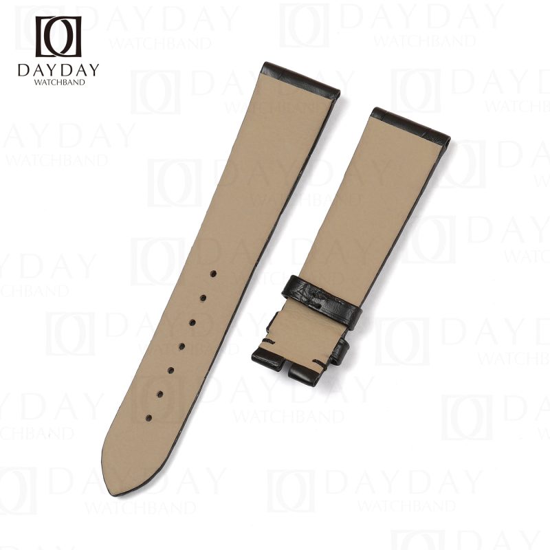 Custom handmade black genuine crocodile leather Omega Seamaster bracelet 19mm for sale (2)